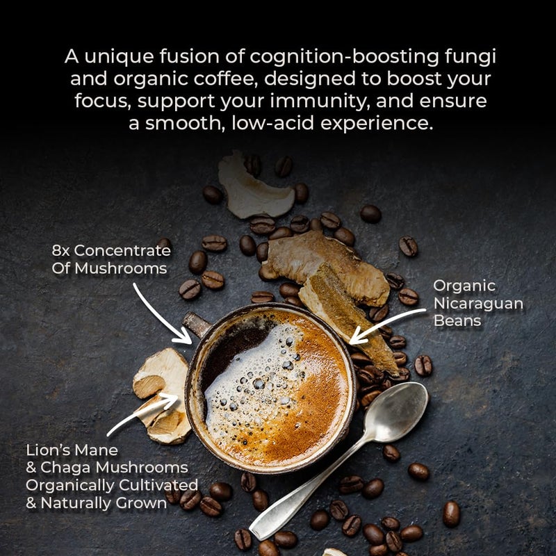 Lifeboost Cognition Adaptogenic Mushroom Coffee - Great Tasting Organic Lions Mane & Chaga Medium Roast Nootropic Coffee - Increase Energy, Boost Focus & Immune Support - 12 oz Bag - Ground - Image 3